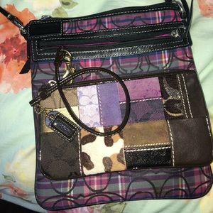 Authentic coach cross body and wristlet